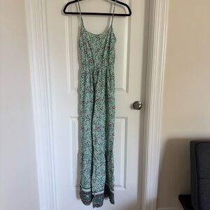 BeBop Mint Green Floral Patterned Romper Jumpsuit, XS